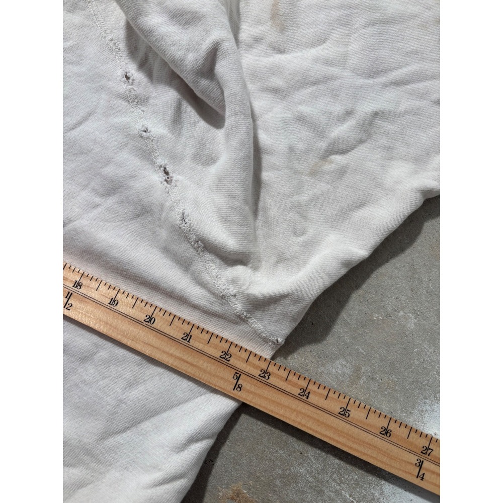 Vintage Distressed Raglan Sweatshirt Cream Off-White Blank Crewneck Mens L/XL - Picture 5 of 6